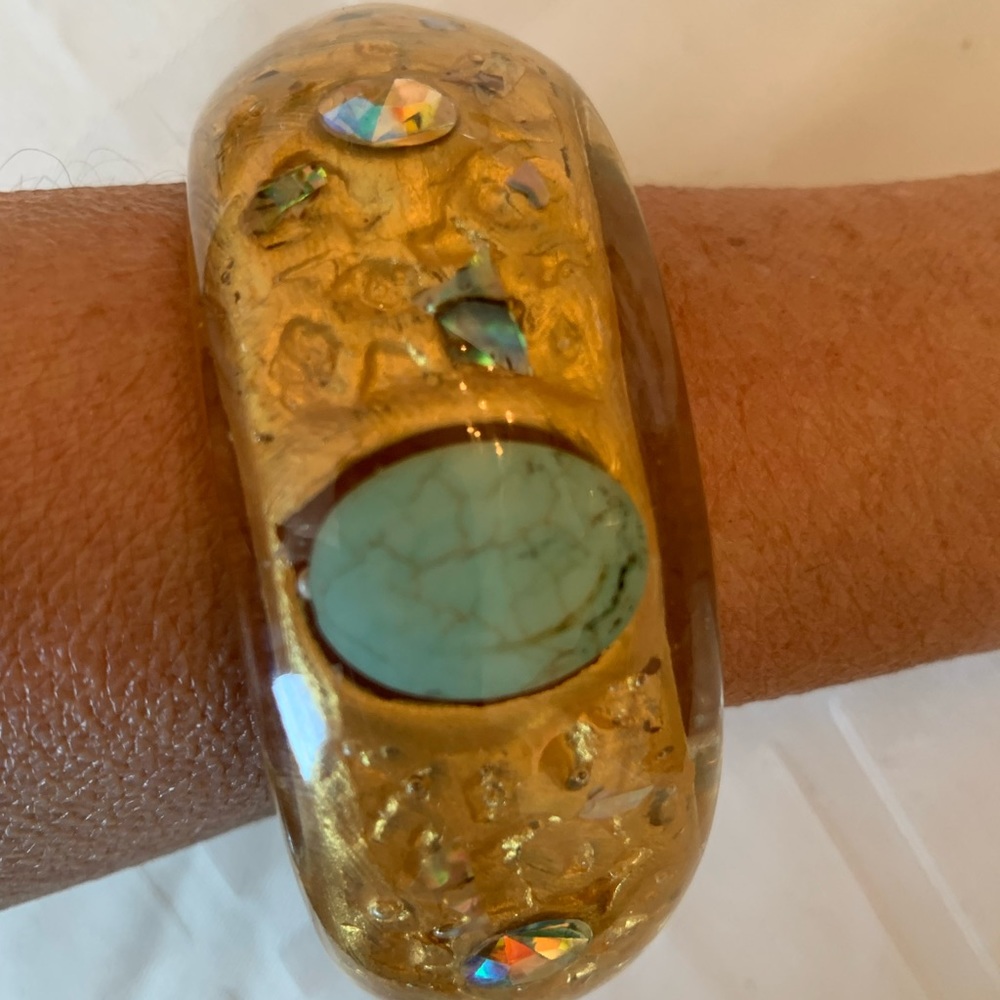 Chunky Resin Bracket With Embedded Cabochons - image 1